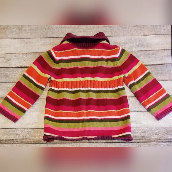 Gymboree Butterfly Girl Embroidered Flower Stripe Cardigan Sweater Girls Size 2T - Picture 2 of 5